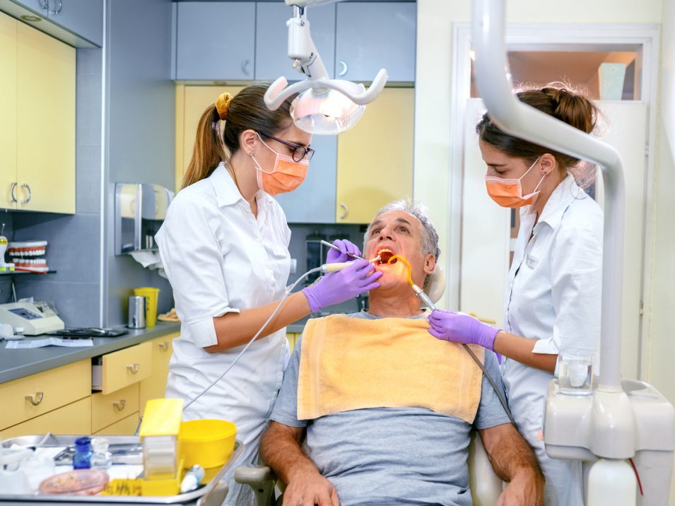 Mature man at the dentist